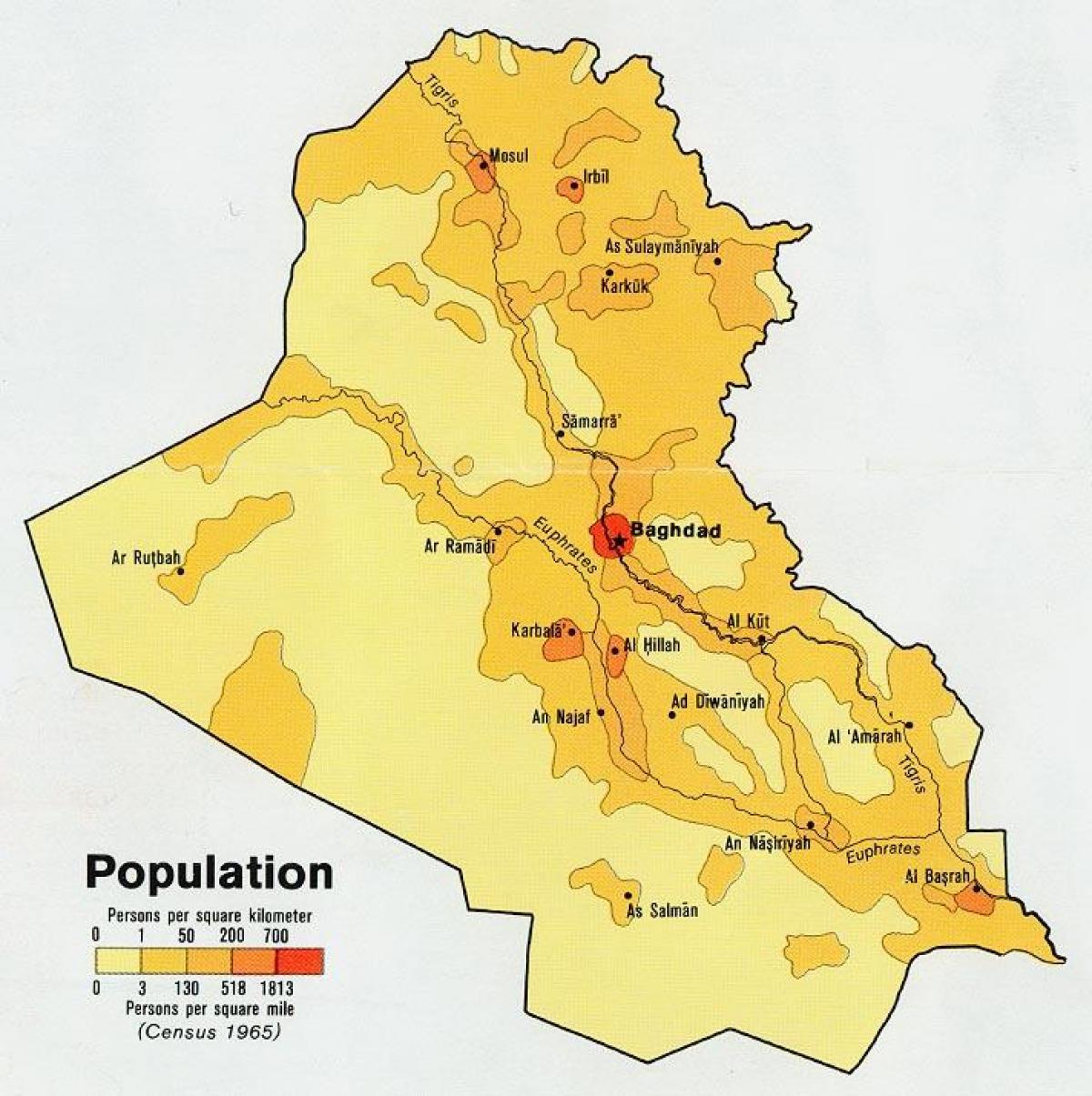 નકશો ઇરાક વસ્તી